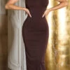 Robe Longue Marron -Mode de luxe 0000K0860 BRAUN 1