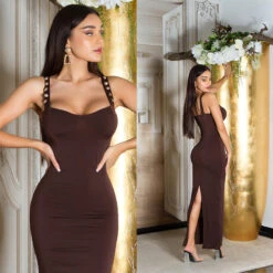 Robe Longue Marron -Mode de luxe 0000K0860 BRAUN 17