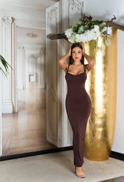 Robe Longue Marron -Mode de luxe 0000K0860 BRAUN 6