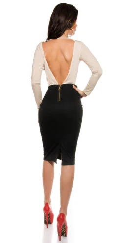 Robe De Soirée Noire Et Beige -Mode de luxe 0000K18435 BEIGE 4