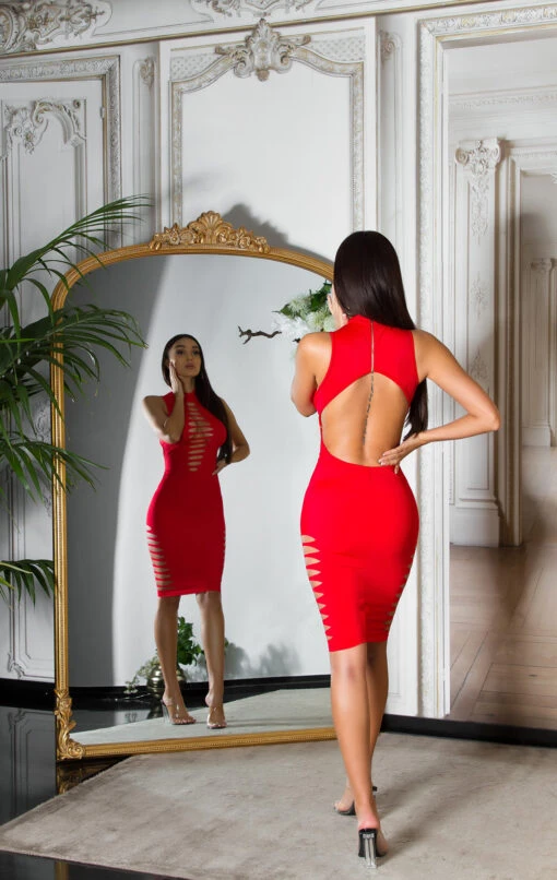Robe Sexy Rouge Mi Longue – Image 5