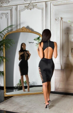 Robe Dos Nu Noire -Mode de luxe 0000K20822 SCHWARZ 34
