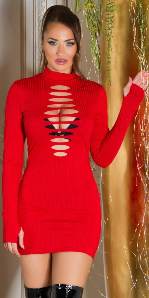 Robe Sexy Rouge Décolleté à Trous