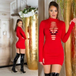 Robe Sexy Rouge Décolleté à Trous -Mode de luxe 0000K20825 ROT 37