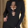 Robe Sexy Décolleté Coupures Noire -Mode de luxe 0000K20825 SCHWARZ 40