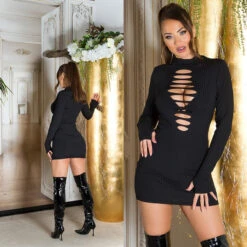 Robe Sexy Décolleté Coupures Noire -Mode de luxe 0000K20825 SCHWARZ 59