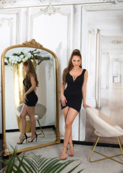 Mini Robe Décolletée -Mode de luxe 0000K23284 SCHWARZ 66