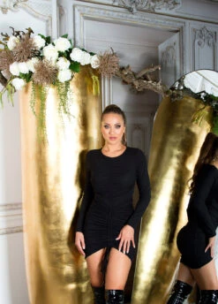 Robe Dos Nu Manches Longues -Mode de luxe 0000K25294 SCHWARZ 46