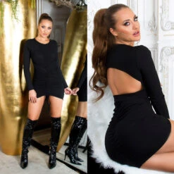 Robe Dos Nu Manches Longues -Mode de luxe 0000K25294 SCHWARZ 57