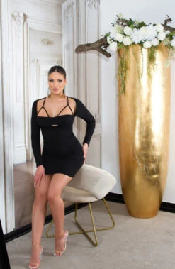 Robe Courte Manches Longues -Mode de luxe 0000K36222 SCHWARZ 65