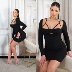 Robe Courte Manches Longues -Mode de luxe 0000K36222 SCHWARZ 76