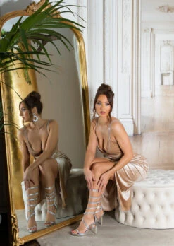 Robe De Soirée Longue Beige -Mode de luxe 0000K65249 BEIGE 9