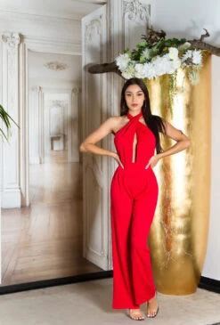 Combinaison Longue Rouge Coeur Croisé -Mode de luxe 0000K9175 ROT 78