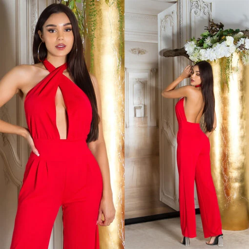 Combinaison Longue Rouge Coeur Croisé – Image 6