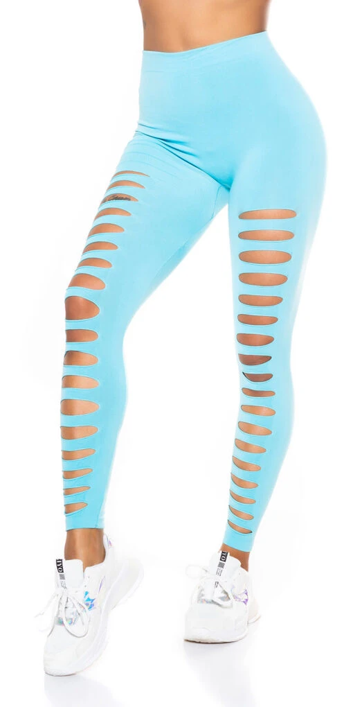 Legging Turquoise à Trous – Image 4