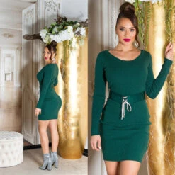 Robe Courte Avec Ceinture Verte -Mode de luxe 0000PU6010 GRUEN 79