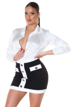 Mini Jupe Noire Et Blanche -Mode de luxe 0000R040 SCHWARZ 4