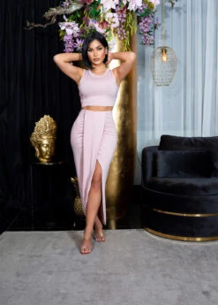 Ensemble Jupe Longue Et Top -Mode de luxe 0000SET8976 ROSA 85