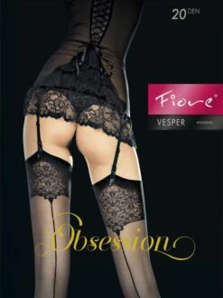 Fiore Bas Noir Large Jarretière Dentelle 20 DEN - Vesper
