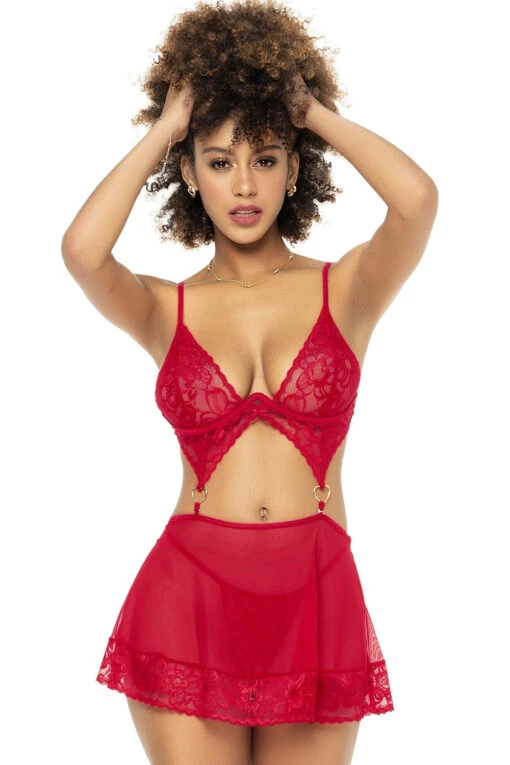 Ensemble Lingerie Rouge Deux En Un - 3 Pièces – Image 3