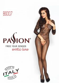 Bodystocking Noir Ouvert Motif Floral -Mode de luxe 22383