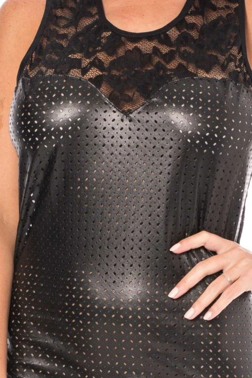 Robe Cocktail Simili Cuir Noire – Image 7