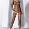 Bodystocking Large Résille Noir -Mode de luxe 24272