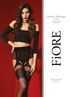 Fiore Bas Jarretelles 20 DEN - Noir - Amour Sauvage