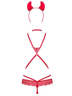 Obsessive Evilia Ensemble 4 Pièces - Rouge -Mode de luxe 25729