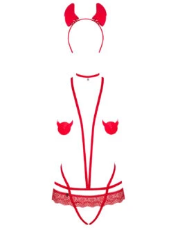 Obsessive Evilia Ensemble 4 Pièces - Rouge -Mode de luxe 25730
