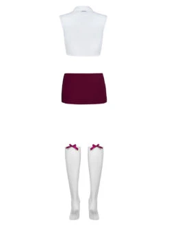 Obsessive Costume écolière Sexy Blanc Et Violet -Mode de luxe 2715