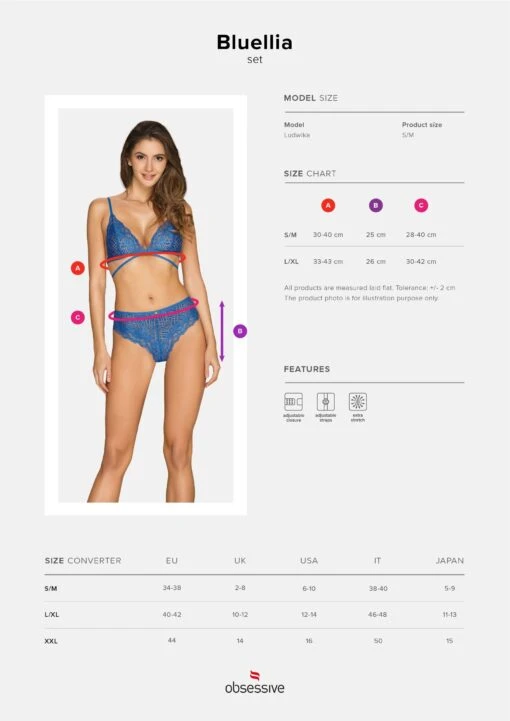 Obsessive Ensemble Lingerie De Charme Bleu Bluellia – Image 5