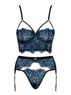 Obsessive Ensemble Lingerie Trois Pièces Bleu -Mode de luxe 30466