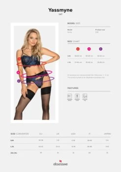 Obsessive Ensemble Lingerie Trois Pièces Bleu -Mode de luxe 30468