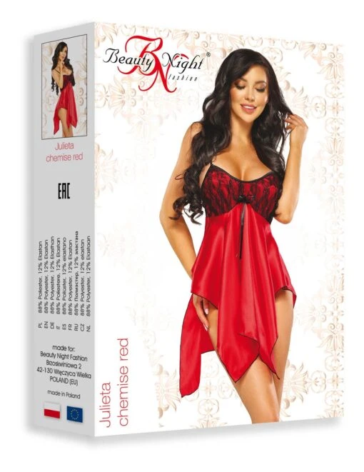 Beauty Night Nuisette Sexy Satin Rouge – Image 6