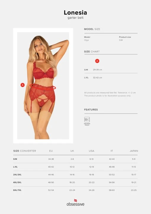 Obsessive Porte-jarretelles Sexy Rouge – Image 7