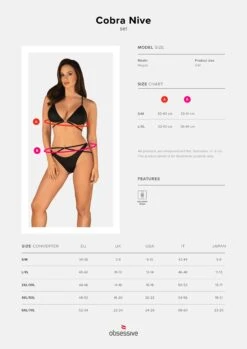 Obsessive Ensemble Lingerie Noire Deux Pièces - Cobra -Mode de luxe 36661