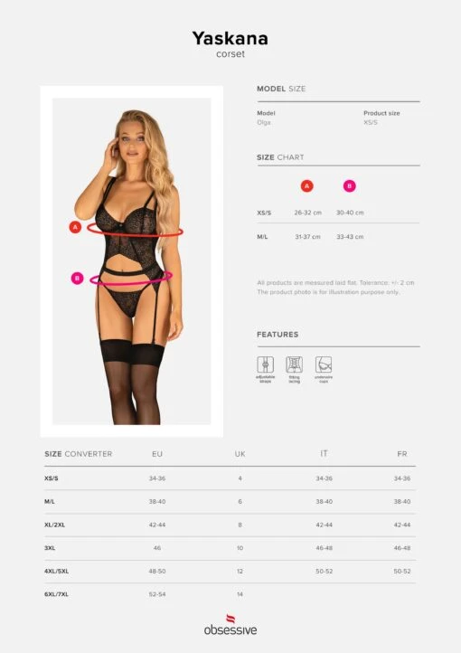 Obsessive Corset Dentelle Et String Noir – Image 9