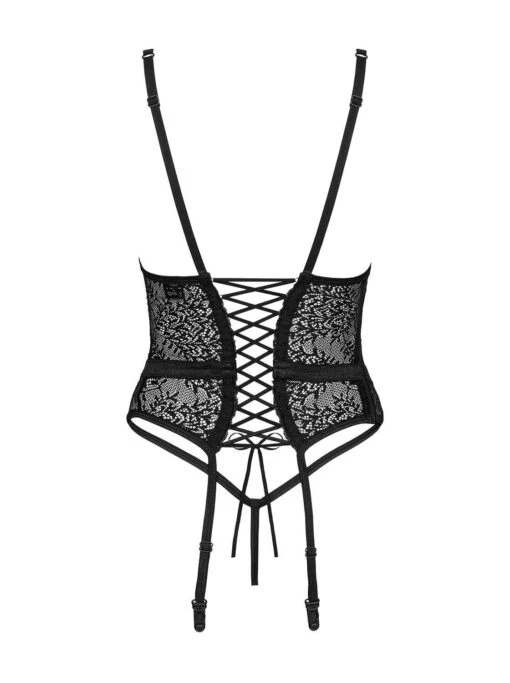 Obsessive Corset Dentelle Et String Noir – Image 8