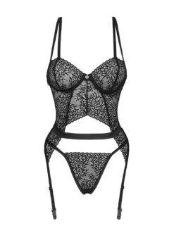 Obsessive Corset Dentelle Et String Noir -Mode de luxe 37140