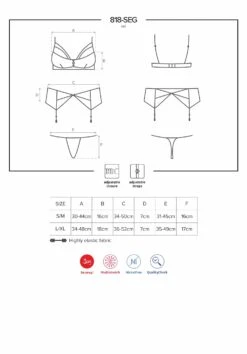Obsessive Lingerie Sexy 3 Pièces -Mode de luxe 818 SEG 1Ensemble3pcs Noir 14932