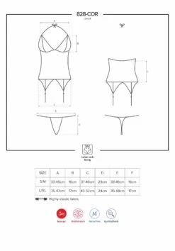 Obsessive Guêpière Sexy Noire -Mode de luxe 828 COR 1Guepiere Noir 15332