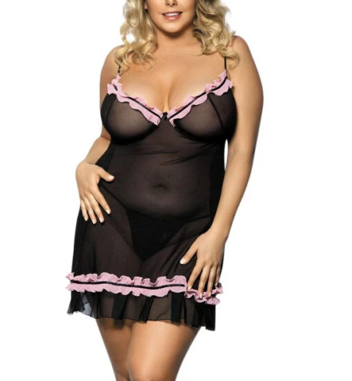 Anaïs Nuisette Résille Grande Taille Noir Et Rose – Image 4