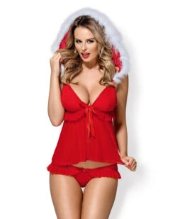 Obsessive Lingerie Sexy Rouge -Mode de luxe 851 cst 3 costume de noel modulable rouge