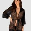 Obsessive Peignoir Léopard Femme -Mode de luxe AllunesPeignoir Noir 33304