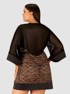 Obsessive Peignoir Léopard Femme -Mode de luxe AllunesPeignoir Noir 33306