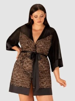 Obsessive Peignoir Léopard Femme -Mode de luxe AllunesPeignoir Noir 33307