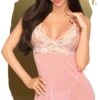 Robe De Nuit Rose Dentelle Et Maille Penthouse -Mode de luxe BedtimestoryNuisette Rose 26376 2