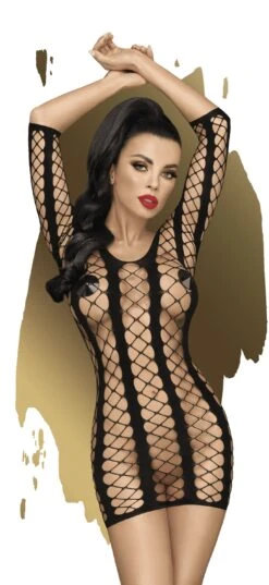 Penthouse Robe Lingerie Ajourée Noire