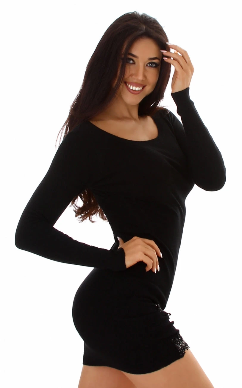 Robe Sexy Noire Avec Strass – Image 4